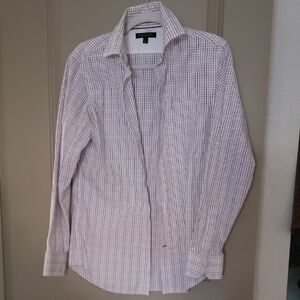 Banana Republic Men's Non-Iron Slim Fit Shirt - White and Purple